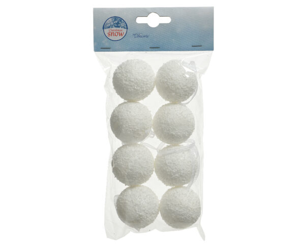 DECORIS Sneeuwbal foam hang d4cm wit 8st