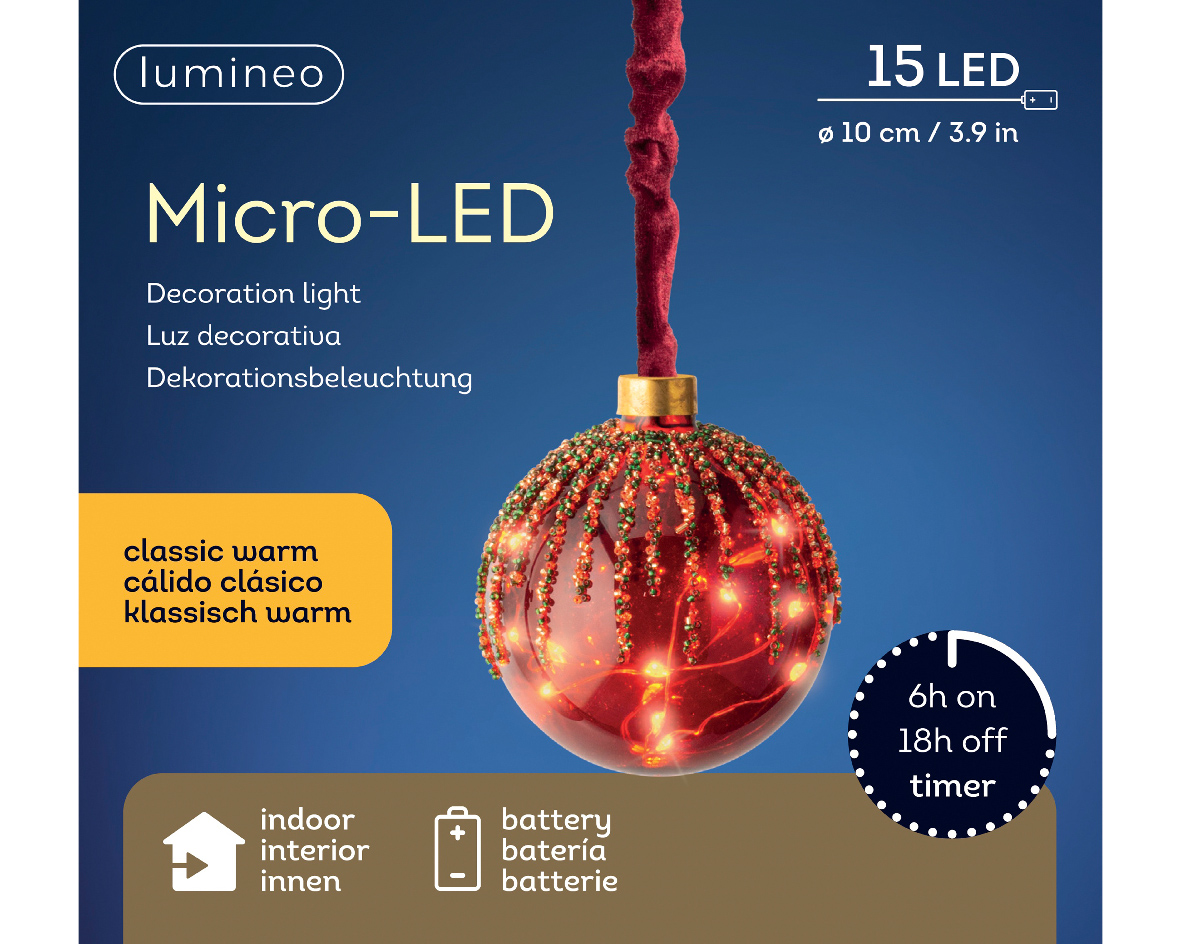 LUMINEO SPECIAL LIGHTS Microled bal d10h10cm rd/k.warm bo