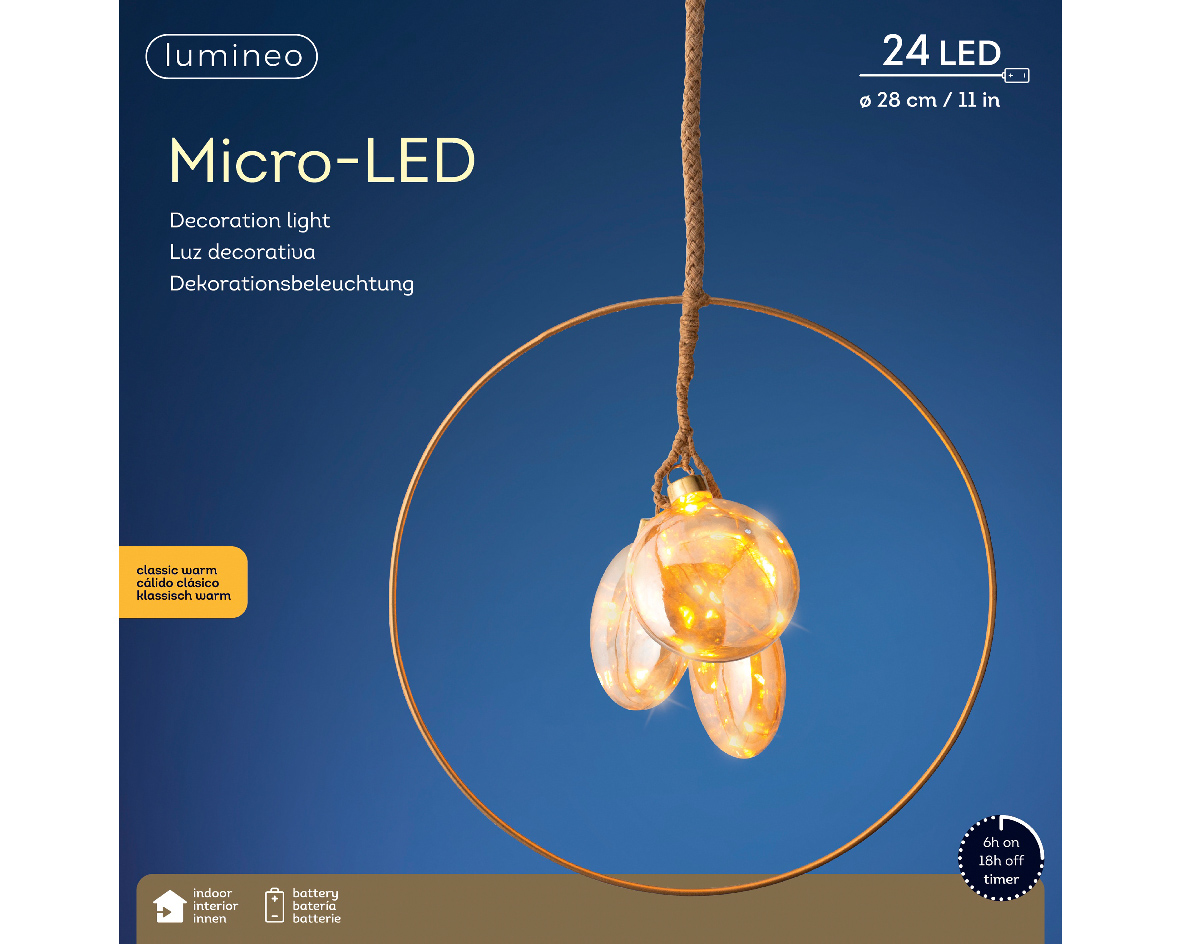 LUMINEO SPECIAL LIGHTS Microled bal d28h28cm ambr/kwrm bo