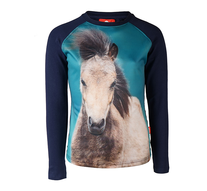 Red Horse shirt Pixel paard blauw maat 116